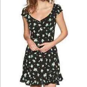 Free People Black Floral Open Back Dress OB968110  M NWT
